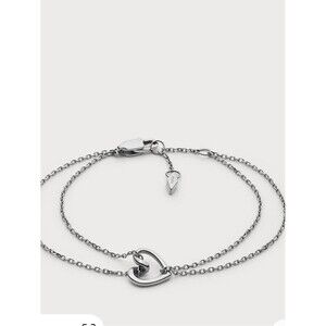 FOSSIL  Women's Sawyer Silver-Tone Chain Bracelet Ensured Badge